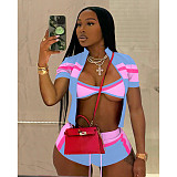 2025 Sexy patchwork color women nightclub three pieces sets XRB-10138