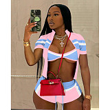 2025 Sexy patchwork color women nightclub three pieces sets XRB-10138