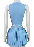 Sleeveless Belly Button Top + Pleated Skirt Sports Fashion Two-Piece Set CH-25030