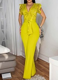 Personalized Line Lace Stitching Sleeveless Wide Leg Jumpsuit OSM-4476