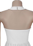 Fashion Women'S Casual Loose Backless Halter Neck Solid Color Jumpsuit BY-7390
