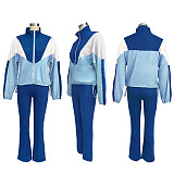 Color-splicing Zipper Cardigan Pants Sportswear Set HMI-3073