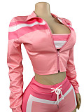 Women Long Sleeve Short Jacket Wrap Chest Bra Hot Shorts 3 Pieces Set CH-HR25032