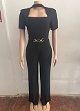 Women'S Solid Color Elegant Short Sleeve Wide Leg Jumpsuit OSM-4932