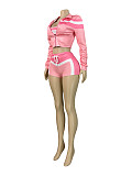 Women Long Sleeve Short Jacket Wrap Chest Bra Hot Shorts 3 Pieces Set CH-HR25032