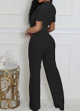 Women'S Solid Color Elegant Short Sleeve Wide Leg Jumpsuit OSM-4932
