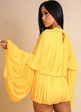 Fashionable Solid Color Casual Style Round Neck Lantern Sleeve Loose Waist Jumpsuit ORY-5273