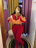 Color-splicing Zipper Cardigan Pants Sportswear Set HMI-3073