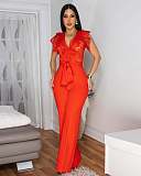 Personalized Line Lace Stitching Sleeveless Wide Leg Jumpsuit OSM-4476