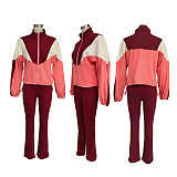 Color-splicing Zipper Cardigan Pants Sportswear Set HMI-3073