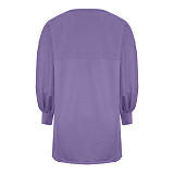 Hooded Sweatshirt For Women Pure Color Loose Mini Dress RS-A6651