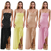 Sexy off shoulder hot drilling straps split women long party dress BY-7396 Sexy off shoulder hot drilling straps split women long party dress BY-7396