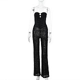 Black Cut-out See-through Lace Strapless Jumpsuit FL-JY25133