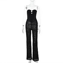 Black Cut-out See-through Lace Strapless Jumpsuit FL-JY25133 Black Cut-out See-through Lace Strapless Jumpsuit FL-JY25133