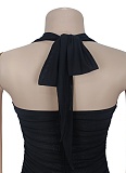 Fashion Summer Net Gauze Sexy Slit Solid Color Dress Women's Clothing BY-7398