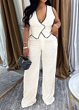 Fashionable Women'S Casual V-Neck Button Top And Trousers Two-Piece Suit BY-7402