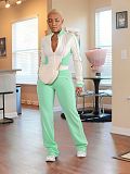 Women's casual white patchwork zipper top and bottom set SH-391413
