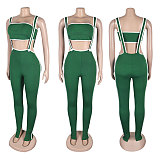Sexy Women Strapless Crop Top And Bodycon Overalls 2 Pieces Sets NTY-7398