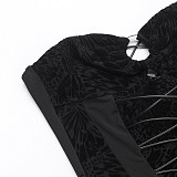 Black Cut-out See-through Lace Strapless Jumpsuit FL-JY25133