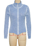Women's Knitted Cardigan Zipper Fitted Sweater Coat SH-391391