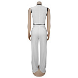 Fashionable Women'S Casual V-Neck Button Top And Trousers Two-Piece Suit BY-7402