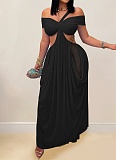 Fashion Women'S Sexy Tube Top Slim See-Through Mesh Dress BY-7430