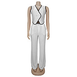 Fashionable Women'S Casual V-Neck Button Top And Trousers Two-Piece Suit BY-7402