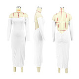 Sexy Off Shoulder Backless Ruched Maxi Dresses DD-88211