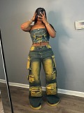 Jeans Retro Casual Loose Cargo Pants JLX-6057