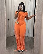 Summer New Style One-Line Collar Short Sleeve Tassel Jumpsuit LSD-2464 Summer New Style One-Line Collar Short Sleeve Tassel Jumpsuit LSD-2464
