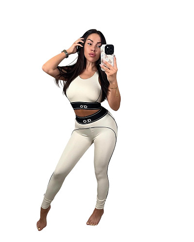 Summer Letter Gathering Sports Vest High-waisted Fitness Yoga Suit CY-6271
