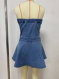 Women's strapless cardigan button-fitted denim short dress LSD-2460