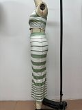 2025 Striped Vest Wrap Hip Long Skirt Set RS-TZ9025