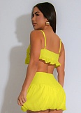 Women'S Off-The-Shoulder Suspender Top High Waist Short Skirt Two-Piece Set NTY-7546
