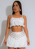 Women'S Off-The-Shoulder Suspender Top High Waist Short Skirt Two-Piece Set NTY-7546
