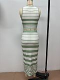 2025 Striped Vest Wrap Hip Long Skirt Set RS-TZ9025