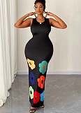 Fashion Round Neck Sleeveless Positioning Printing Hollow Printing A-line Dress RS-6333