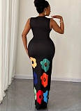 Fashion Round Neck Sleeveless Positioning Printing Hollow Printing A-line Dress RS-6333