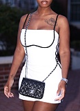 Fashionable One-shoulder Halter Backless Stitching Contrast Color Pleated Hip Dress JSD-302928