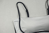 Fashionable One-shoulder Halter Backless Stitching Contrast Color Pleated Hip Dress JSD-302928
