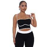 Women's sportswear halter stretch striped pants set two-piece ASL-6801