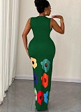 Fashion Round Neck Sleeveless Positioning Printing Hollow Printing A-line Dress RS-6333