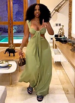 New Sweet and Fresh Solid Color Sling Tube Top High Waist Wide Leg Jumpsuit RS-72446 New Sweet and Fresh Solid Color Sling Tube Top High Waist Wide Leg Jumpsuit RS-72446