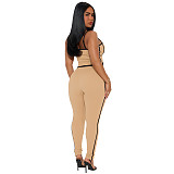 Women's sportswear halter stretch striped pants set two-piece ASL-6801