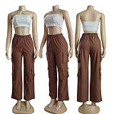 Women Multiple-Pockets Solid Work Pants CY-8368