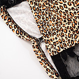 Sexy Leopard Print V-Neck Halter Lace Hip-Wrap Short Skirt Dress RS-25DS295