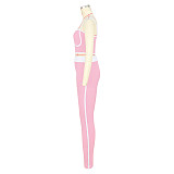 Women's sportswear halter stretch striped pants set two-piece ASL-6801