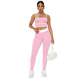 Women's sportswear halter stretch striped pants set two-piece ASL-6801