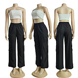 Women Multiple-Pockets Solid Work Pants CY-8368