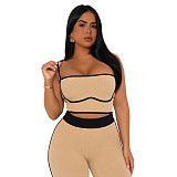 Women's sportswear halter stretch striped pants set two-piece ASL-6801